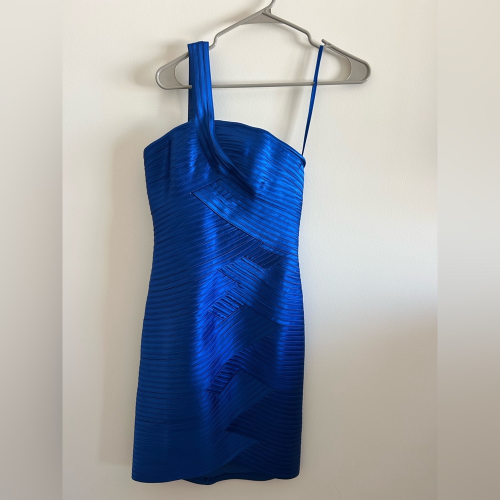 BCBG MaxAzria One-Shoulder Fancy Blue Dress